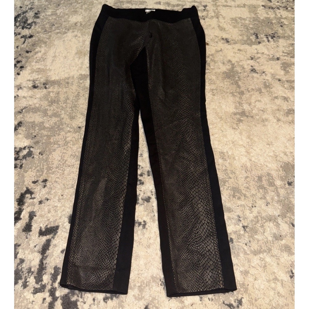 Cache Womens Black Pull On Pants Size Medium Faux Snakeskin Look